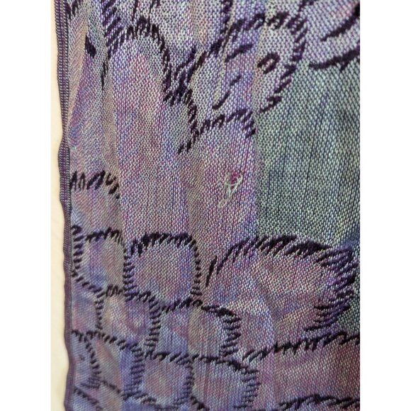 Collection Eighteen Floral Purple & Blue Scarf With Fringe Reversible Shine - Picture 3 of 8